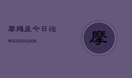 摩羯座今日运势5293(20240613)