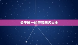 关于唯一的符号网名大全，唯一带符号网名