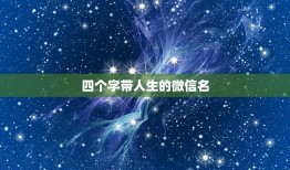 四个字带人生的微信名，领悟人生的微信名四个字