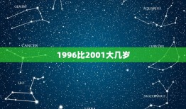 1996比2001大几岁，1996.2.13和2001.1.12相差几