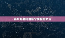 秦东魁老师讲各个属相的命运，秦东魁现场算命l979年l2月24阴历出生