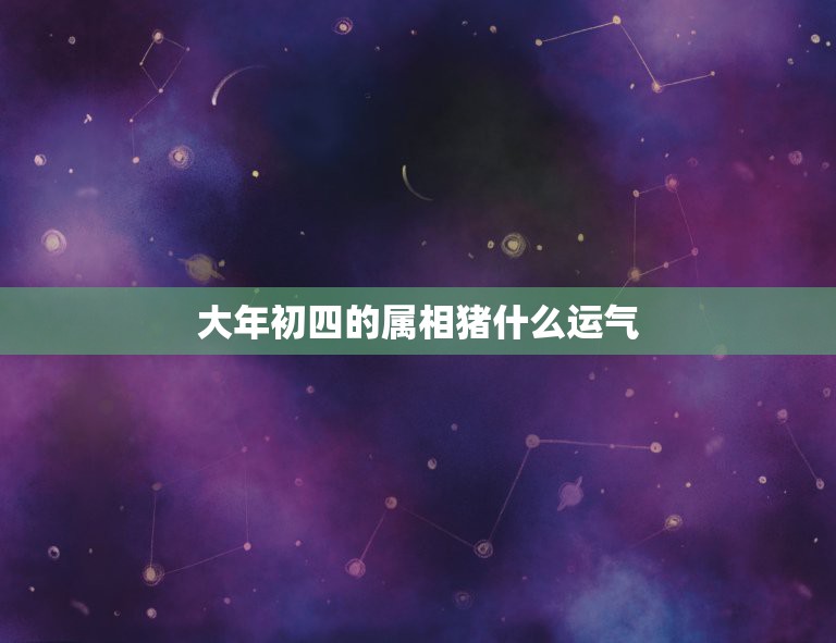 大年初四的属相猪什么运气，生肖猪的人有什么运气