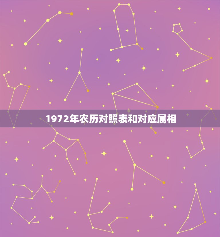 1972年农历对照表和对应属相，每个月份所代表的生肖