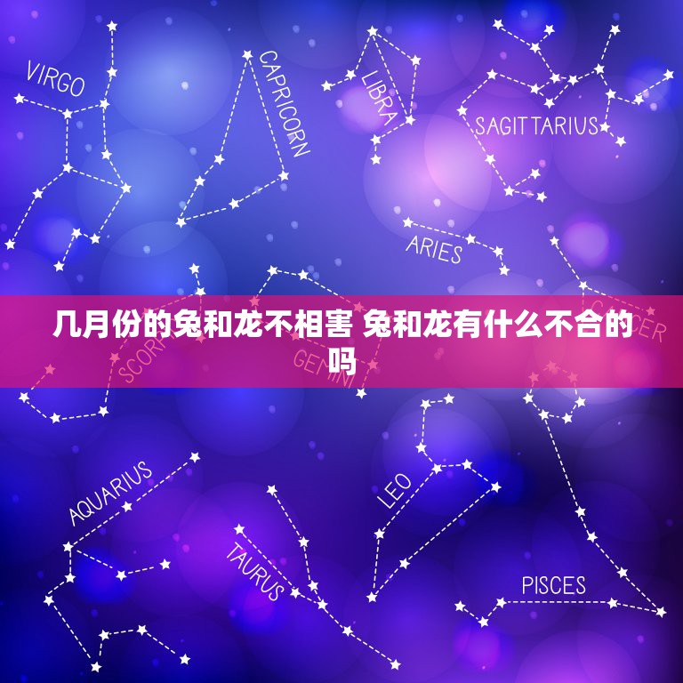 几月份的兔和龙不相害 兔和龙有什么不合的吗